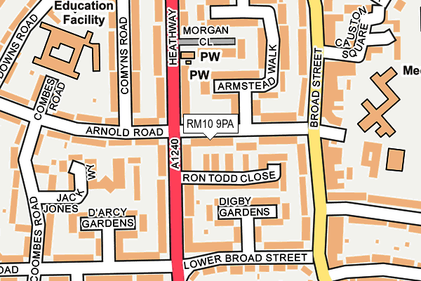 RM10 9PA map - OS OpenMap – Local (Ordnance Survey)