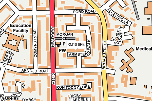 RM10 9PB map - OS OpenMap – Local (Ordnance Survey)