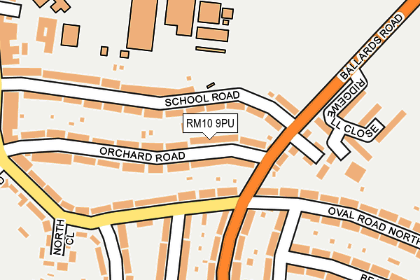 RM10 9PU map - OS OpenMap – Local (Ordnance Survey)