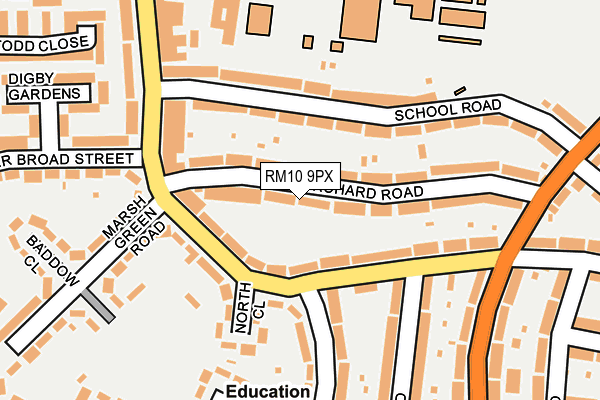 RM10 9PX map - OS OpenMap – Local (Ordnance Survey)
