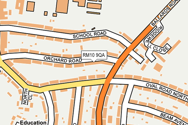 RM10 9QA map - OS OpenMap – Local (Ordnance Survey)