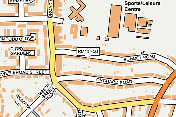 RM10 9QJ map - OS OpenMap – Local (Ordnance Survey)