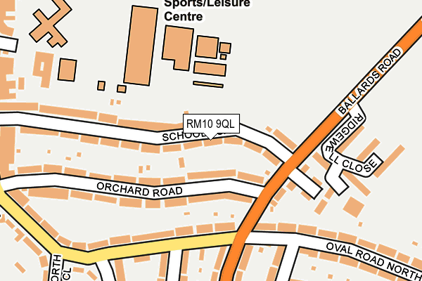 RM10 9QL map - OS OpenMap – Local (Ordnance Survey)