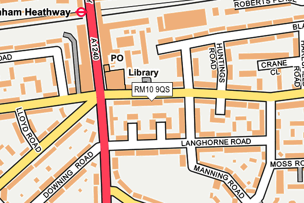 RM10 9QS map - OS OpenMap – Local (Ordnance Survey)