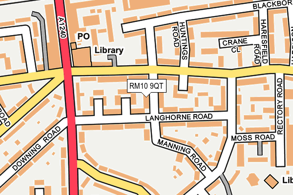 RM10 9QT map - OS OpenMap – Local (Ordnance Survey)