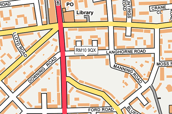 RM10 9QX map - OS OpenMap – Local (Ordnance Survey)