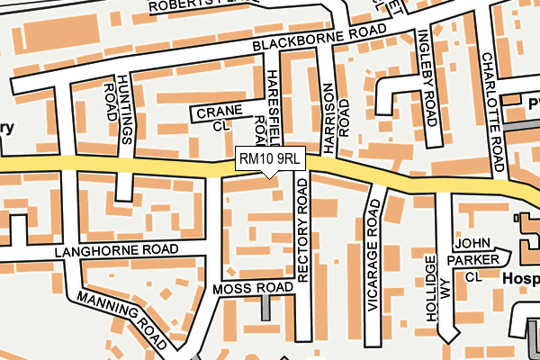 RM10 9RL map - OS OpenMap – Local (Ordnance Survey)