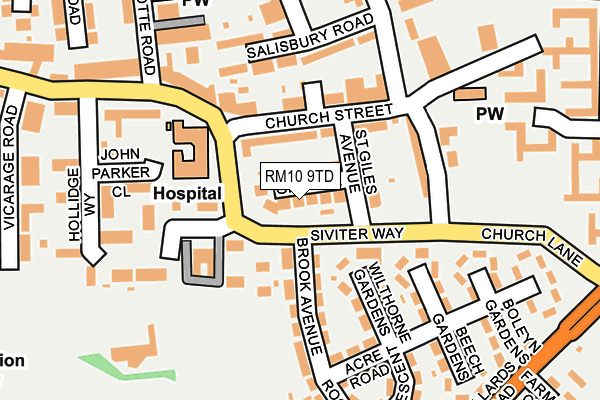RM10 9TD map - OS OpenMap – Local (Ordnance Survey)