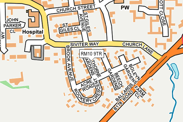 RM10 9TR map - OS OpenMap – Local (Ordnance Survey)