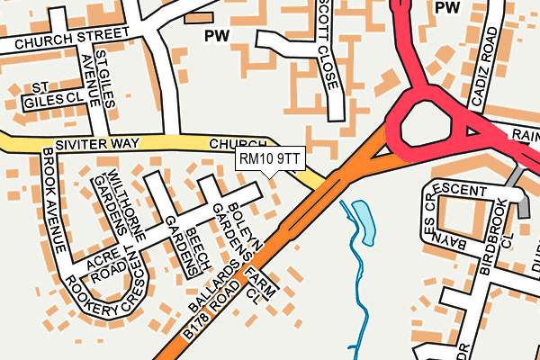 RM10 9TT map - OS OpenMap – Local (Ordnance Survey)