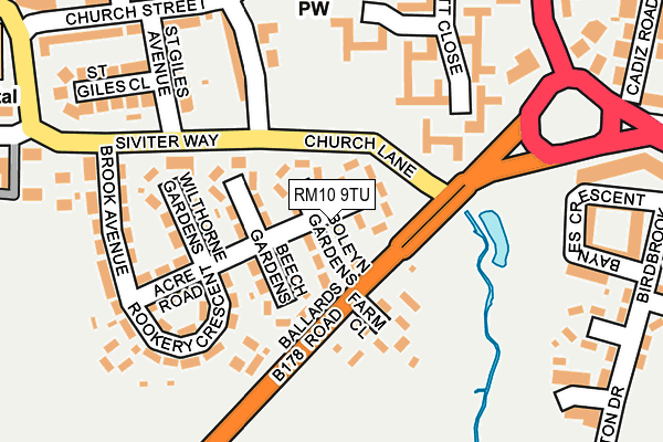 RM10 9TU map - OS OpenMap – Local (Ordnance Survey)