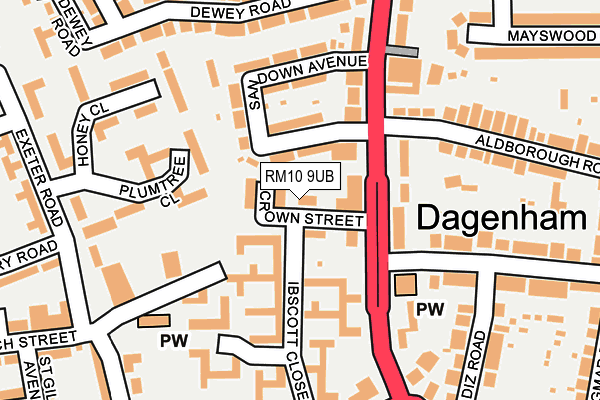 RM10 9UB map - OS OpenMap – Local (Ordnance Survey)