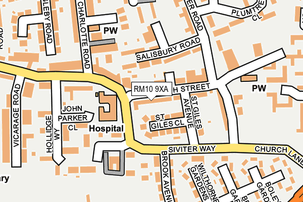 RM10 9XA map - OS OpenMap – Local (Ordnance Survey)