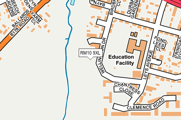 RM10 9XL map - OS OpenMap – Local (Ordnance Survey)