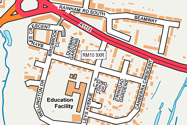 RM10 9XR map - OS OpenMap – Local (Ordnance Survey)