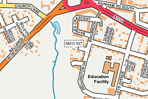 RM10 9XT map - OS OpenMap – Local (Ordnance Survey)