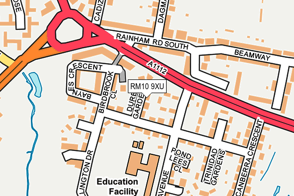 RM10 9XU map - OS OpenMap – Local (Ordnance Survey)