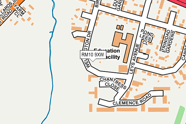 RM10 9XW map - OS OpenMap – Local (Ordnance Survey)