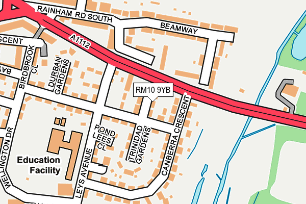 RM10 9YB map - OS OpenMap – Local (Ordnance Survey)