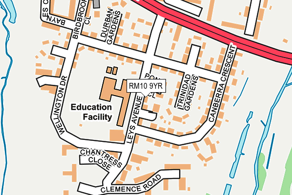 RM10 9YR map - OS OpenMap – Local (Ordnance Survey)