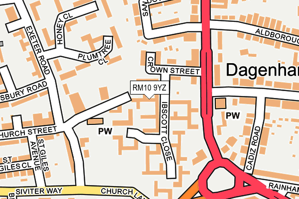 RM10 9YZ map - OS OpenMap – Local (Ordnance Survey)