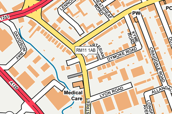 RM11 1AB map - OS OpenMap – Local (Ordnance Survey)