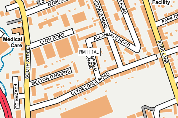 RM11 1AL map - OS OpenMap – Local (Ordnance Survey)