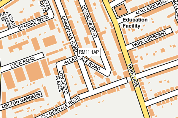 RM11 1AP map - OS OpenMap – Local (Ordnance Survey)