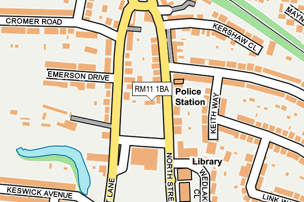 RM11 1BA map - OS OpenMap – Local (Ordnance Survey)