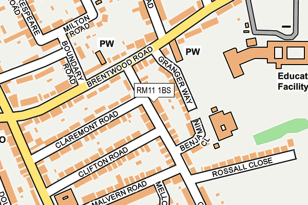 RM11 1BS map - OS OpenMap – Local (Ordnance Survey)