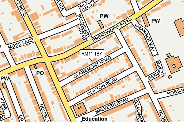 RM11 1BY map - OS OpenMap – Local (Ordnance Survey)