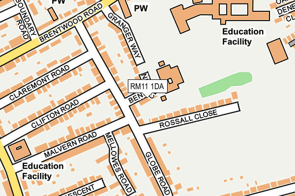 RM11 1DA map - OS OpenMap – Local (Ordnance Survey)