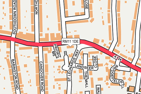 RM11 1DE map - OS OpenMap – Local (Ordnance Survey)