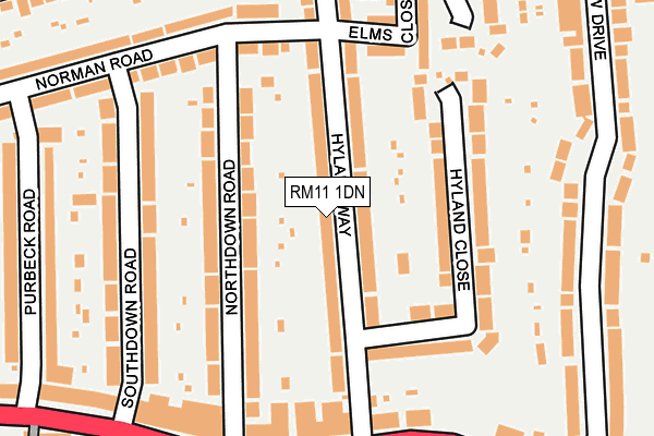 RM11 1DN map - OS OpenMap – Local (Ordnance Survey)