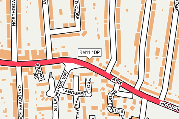 RM11 1DP map - OS OpenMap – Local (Ordnance Survey)