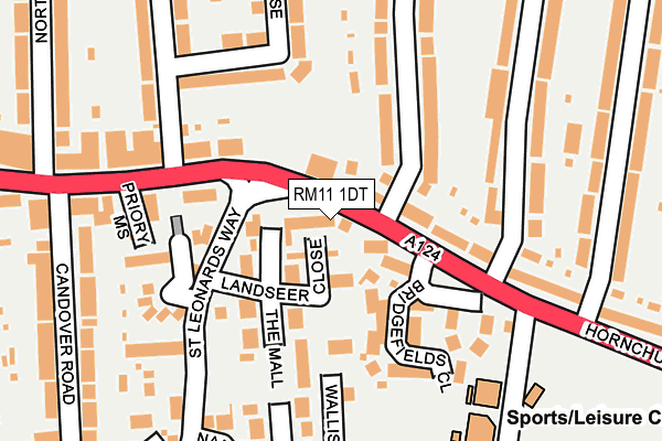 RM11 1DT map - OS OpenMap – Local (Ordnance Survey)