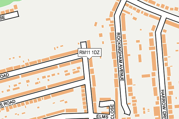 RM11 1DZ map - OS OpenMap – Local (Ordnance Survey)