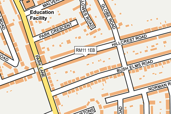 RM11 1EB map - OS OpenMap – Local (Ordnance Survey)