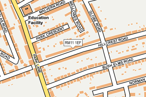 RM11 1EF map - OS OpenMap – Local (Ordnance Survey)