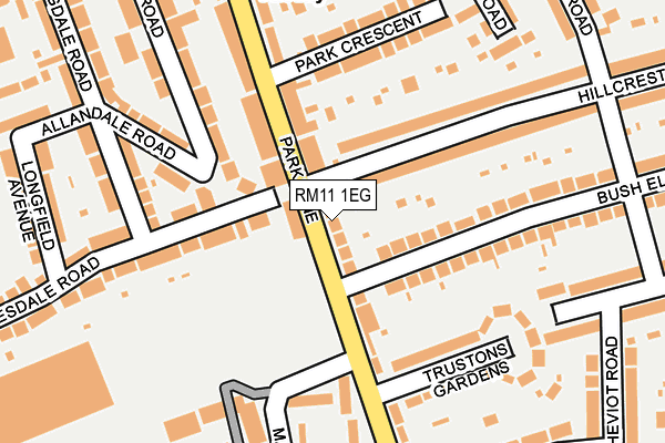 RM11 1EG map - OS OpenMap – Local (Ordnance Survey)