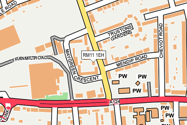 RM11 1EH map - OS OpenMap – Local (Ordnance Survey)