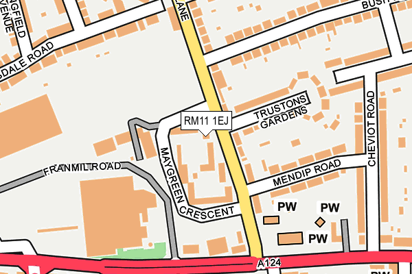 RM11 1EJ map - OS OpenMap – Local (Ordnance Survey)