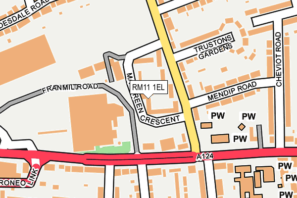 RM11 1EL map - OS OpenMap – Local (Ordnance Survey)