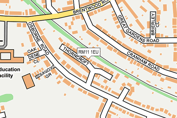 RM11 1EU map - OS OpenMap – Local (Ordnance Survey)