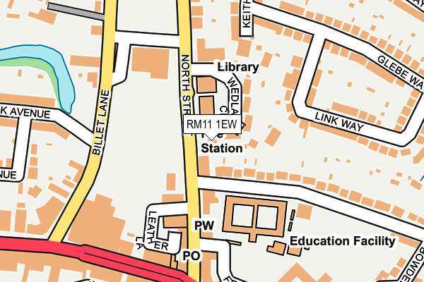 RM11 1EW map - OS OpenMap – Local (Ordnance Survey)