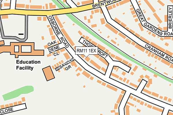 RM11 1EX map - OS OpenMap – Local (Ordnance Survey)