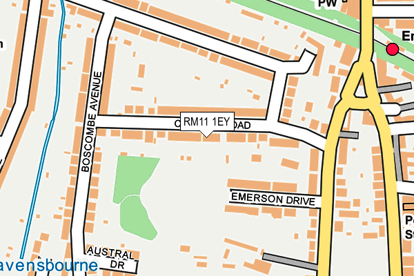 RM11 1EY map - OS OpenMap – Local (Ordnance Survey)