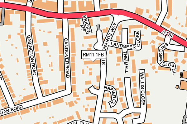RM11 1FB map - OS OpenMap – Local (Ordnance Survey)