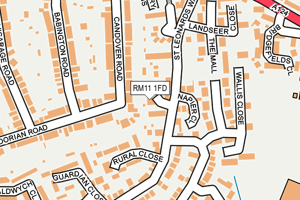 RM11 1FD map - OS OpenMap – Local (Ordnance Survey)