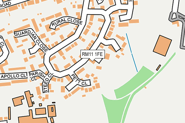 RM11 1FE map - OS OpenMap – Local (Ordnance Survey)